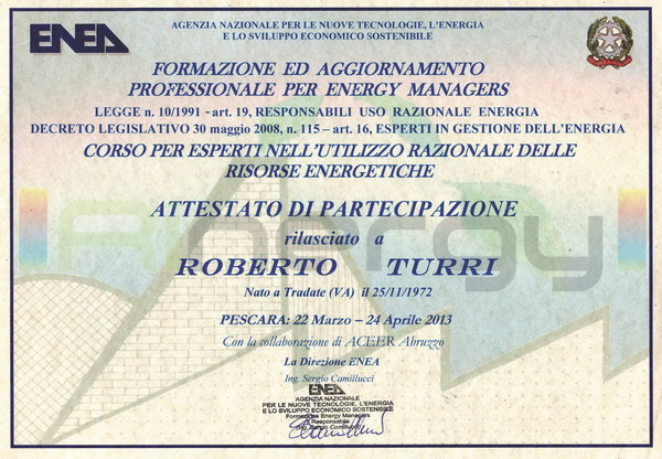 Certificazione ENEA Energy Manager